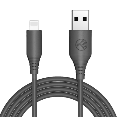 Cable de datos de silicona Tellur, USB a Lightning, 3A, 1m, negro