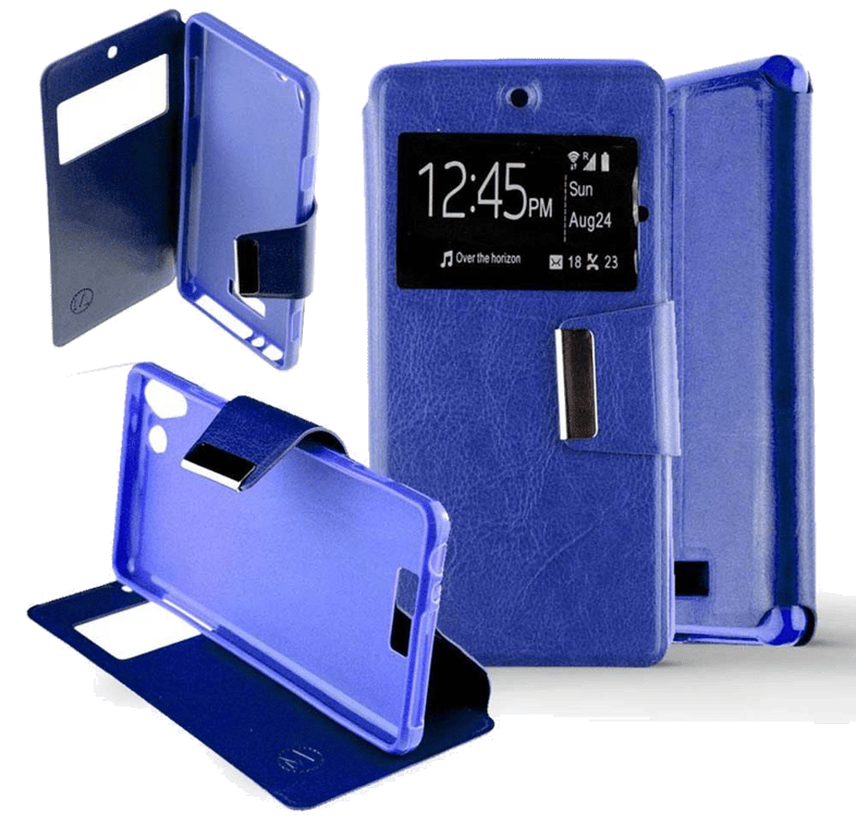 Etui Folio compatible Bleu Wiko Selfy 4G