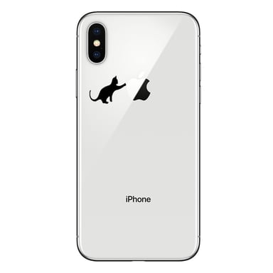 Coque Silicone pour ''IPHONE 12'' Chat Fun Cat Noir Joue Pomme Transparente Protection Gel Souple