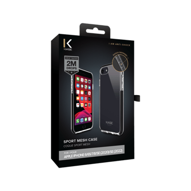 Coque Sport Mesh pour Apple iPhone 6/6s/7/8/SE 2020/SE 2022, Noir de jais
