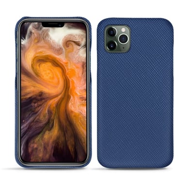 Coque cuir Apple iPhone 11 Pro Max -  - Bleu - Cuir saffiano