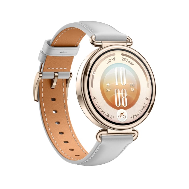 Montre connectée Huawei Watch GT 7 41 mm Bluetooth acier inoxydable doré avec bracelet en cuir composite - vue 4