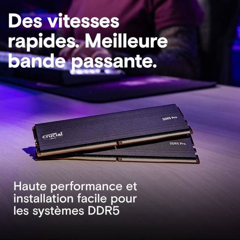 Mémoire RAM CRUCIAL DDR5 PRO Kit 48 Go 2 x 24 Go 5600 MT/ UDIMM CL46 CP2K24G56C46U5 - vue 3