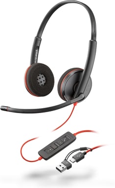 POLY Blackwire 3220 cuffie stereo USB-C + adattatore USB-C/A