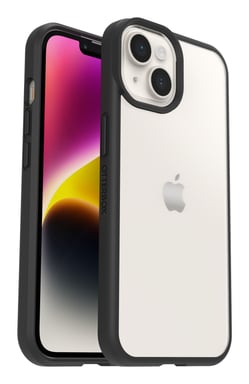 Funda de la serie React para iPhone 14 Plus, a prueba de golpes, anti caídas, ultrafina, protección delgada, probada según normas militares, antimicrobiana - Transparente y negra