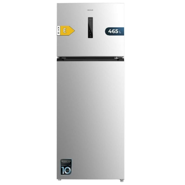 Cecotec Refrigerateur Congelateur Combiné Bolero CoolMarket 2D 465 NF Inox E. Réfrigérateur No Frost écran extérieur avec contrôle électronique et alarme d’ouverture