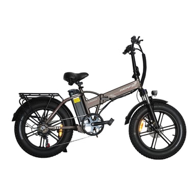 Bicicleta eléctrica BAOLUJIE DZ2002 con neumáticos anchos para adultos, batería extraíble de 48 V y 16 Ah - Gris