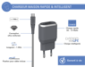 Caricabatterie intelligente da 3A IC per la casa + cavo USB A/USB C rinforzato con garanzia a vita Grey Force Power