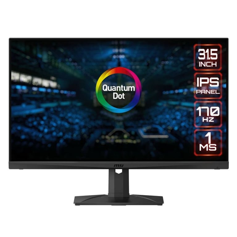 MSI MAG321QR-QD Ecran Gaming 31,5  WQHD - Dalle IPS Quantum Dot 2560x1440, 170Hz / 1ms, G-Sync Compatible, Gamme de Couleurs 140% sRGB (10 Bits) - DisplayPort 1.2a, HDMI 2.0b, USB Type-C, USB 2.0 - Neuf