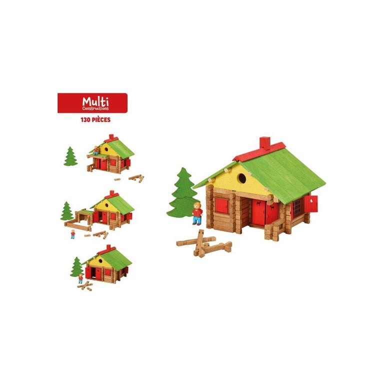 JEUJURA Chalet en bois 130 pièces pour enfant dès naturel et coloré Neuf - vue 3
