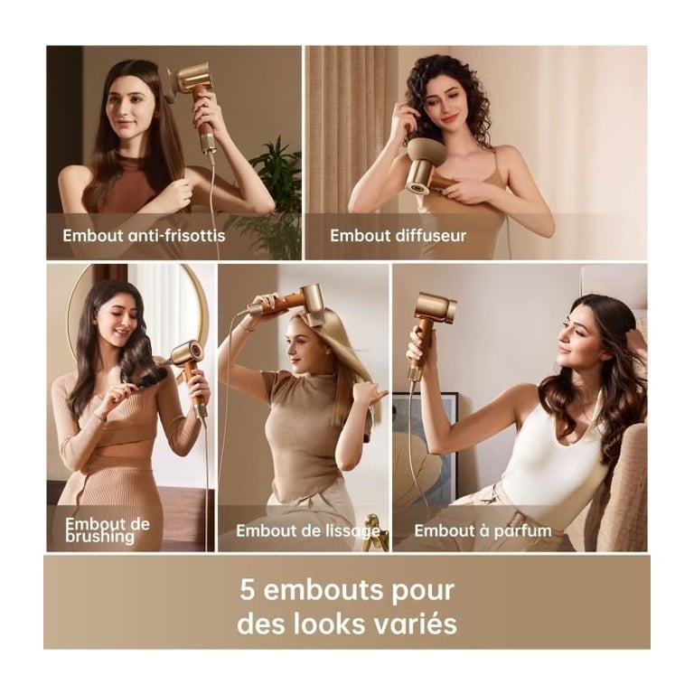 Seche cheveux a grande vitesse DREAME Hair Miracle Avec 5 embouts pour un brushing professionel Faible bruit Neuf - vue 3