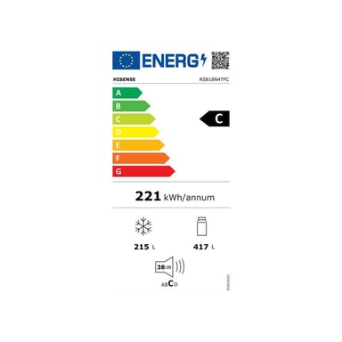 Réfrigérateur américain Hisense RS818N4TFC 632 L Total No Frost Distributeur eau & glaçons ConnectLife Inox noir