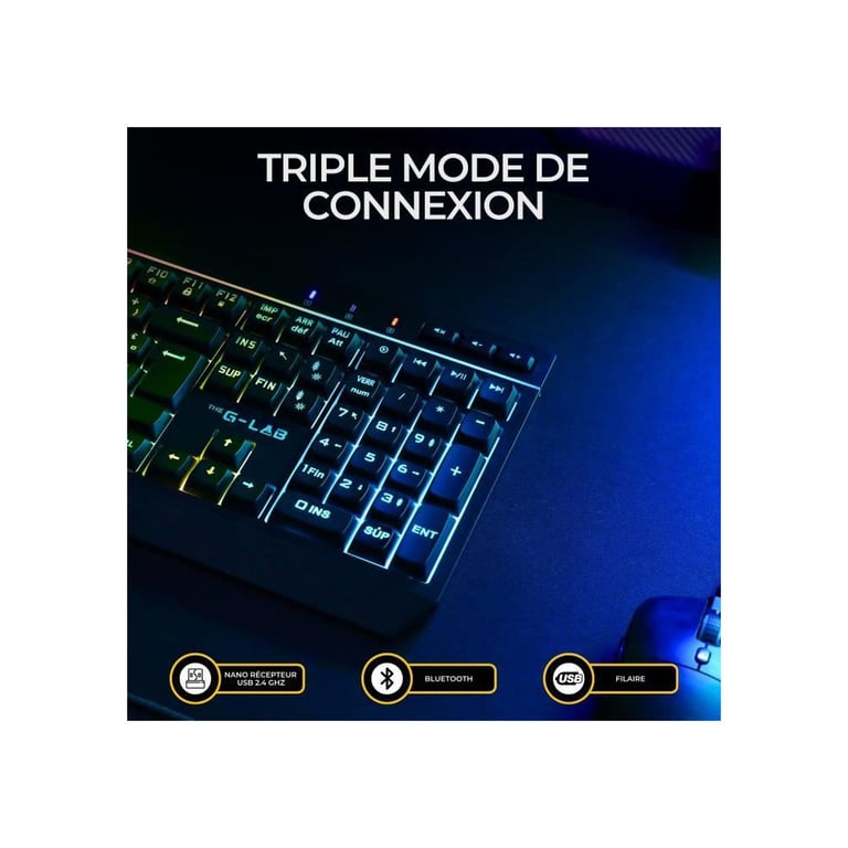 Clavier Gamer Sans Fil The G-Lab Keyz Tungsten EX – 32 Macros Configurables - vue 4
