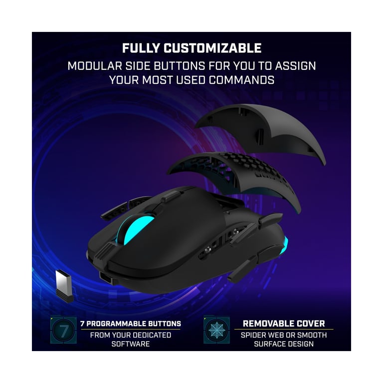 Gaming sans Fil Newskill Arakne Elite RGB 16.000 DPI FBA Professionnelle Ambidextre Neuf - vue 3