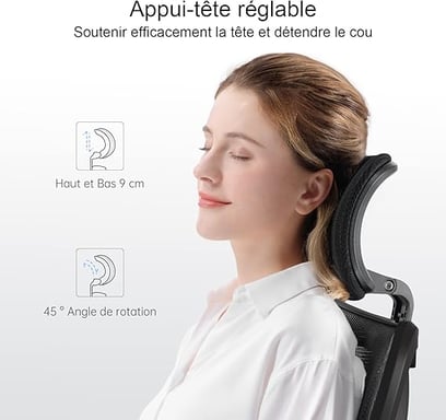 Silla de oficina ergonómica SIHOO M18 con soporte de 4 puntos y malla transpirable - Negro