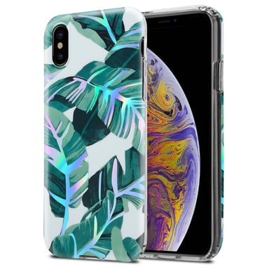 Coque pour Apple iPhone XS MAX en FEUILLES DE BANANE Housse de protection Étui en silicone TPU avec motif floral