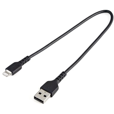 StarTech.com Cavo da USB-A a Lightning nero robusto da 30 cm - Cavo di ricarica/sincronizzazione da fibra aramidica di tipo A a Lightning - iPad/iPhone 12 - Certificazione Apple MFi