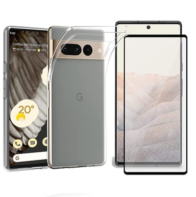 Google Pixel 7 Pro 5G  : Coque Protection TPU Invisible arrière Transparente ET Protection écran full cover noir Google Pixel 7 Pro 5G  - Accessoires