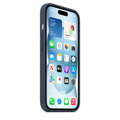 Funda de silicona con MagSafe para iPhone 15 Storm Blue