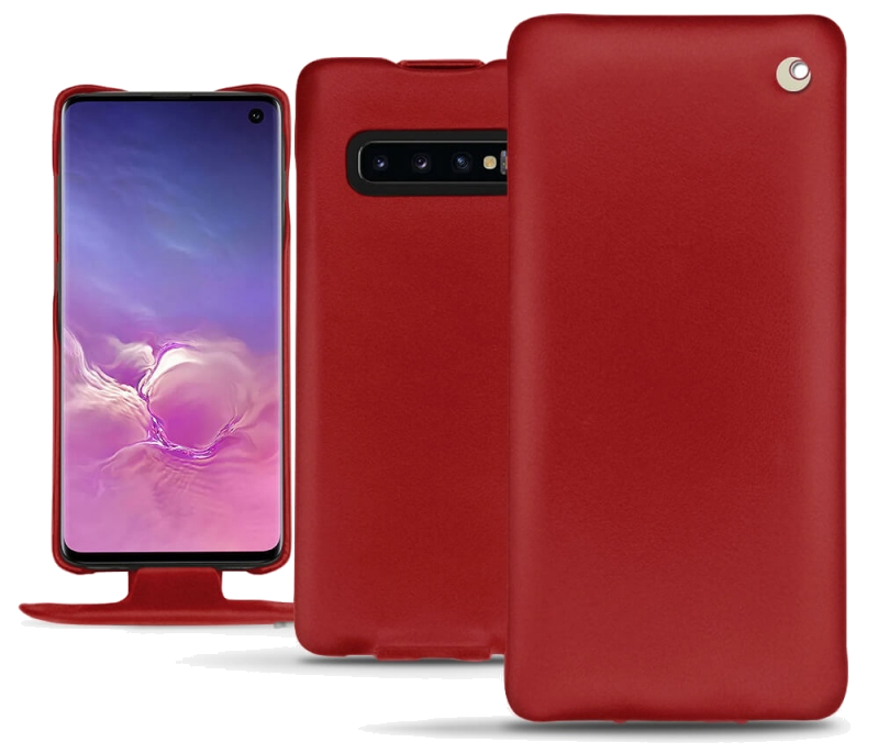 Housse cuir Samsung Galaxy S10 - Rabat verticalRouge