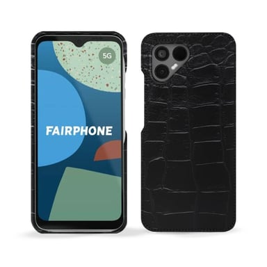 Coque cuir Fairphone 4 - Coque arrière - Noir - Cuirs spéciaux