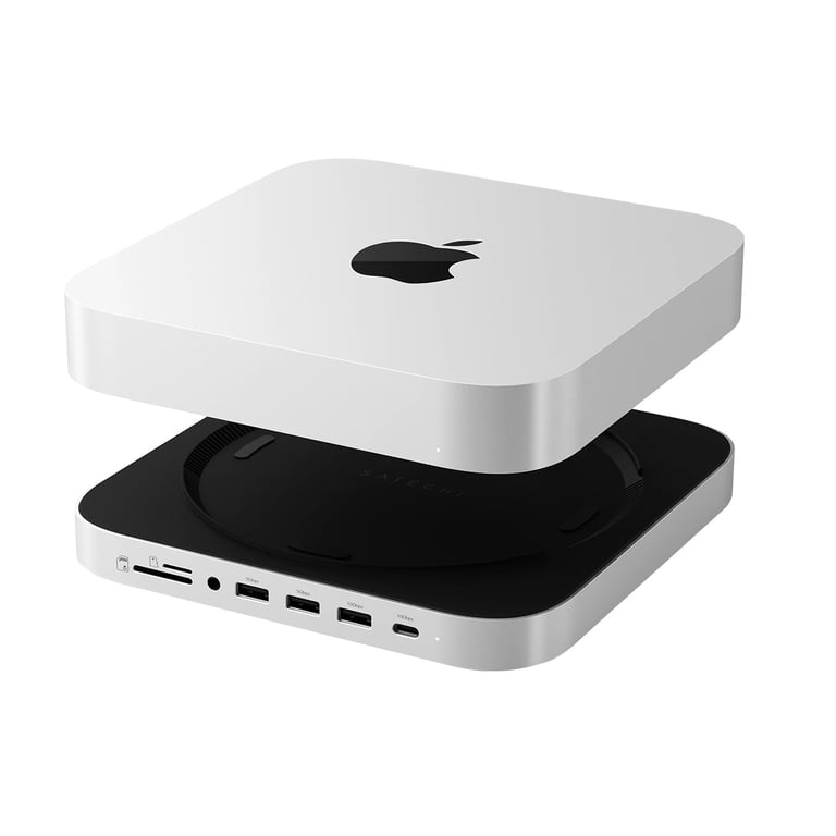 Hub USB-C Multiports avec Emplacement SSD NVMe et Fonction Support pour Mac Mini Argent - Neuf