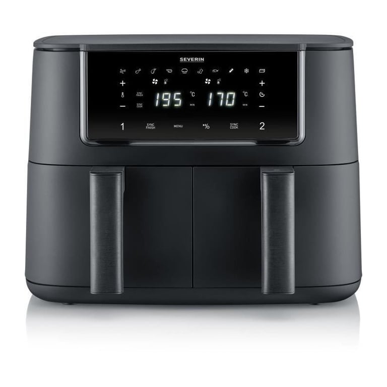 Friteuse a air chaud - SEVERIN - Airfryer FR2463 - Capacité 8 L - Double cuve - 10 programmes - 2600 W - Neuf