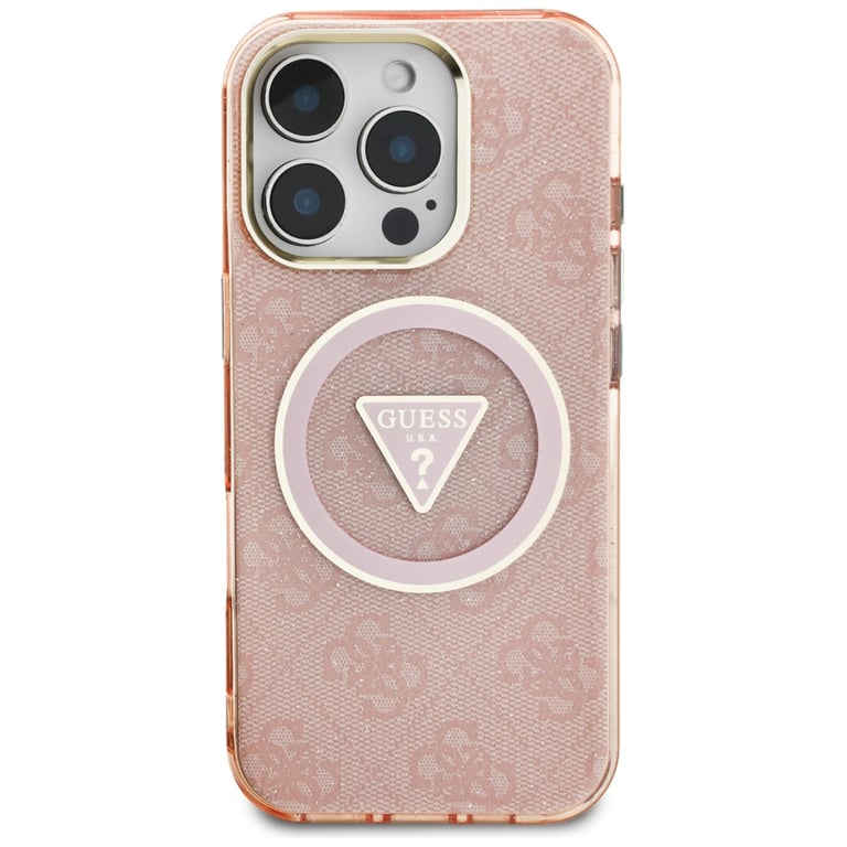 Coque Guess IML Metal Glitter 4G Circle Triangle MagSafe pour iPhone 16 Pro - vue 5