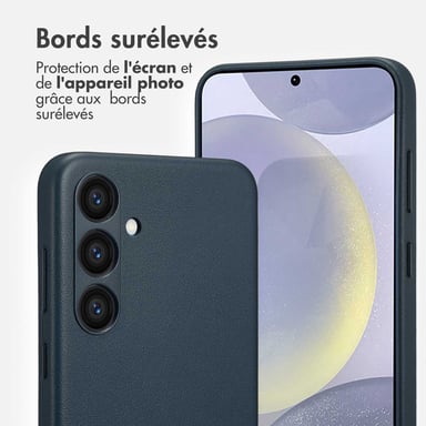 Accezz Coque arrière en cuir avec MagSafe pour Samsung Galaxy S24 Plus - Nightfall Blue