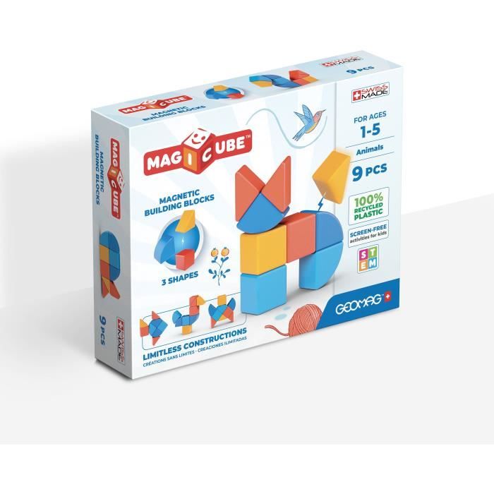 Blocs magnétiques GEOMAG Magicube 208 9 pièces Formes variées Animaux Plastique recyclé - vue 2