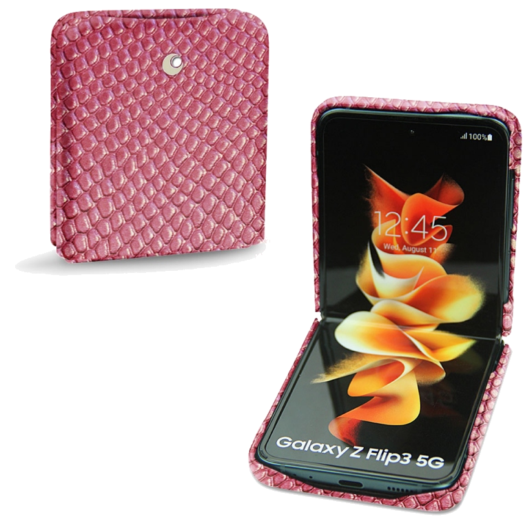 Coque cuir Samsung Galaxy Z Flip3 - Seconde peauRouge
