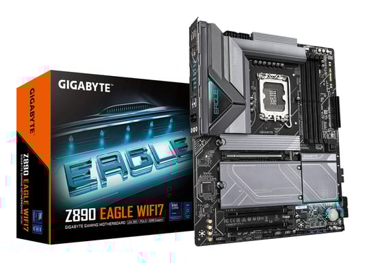 GIGABYTE Carte mère Z890 EAGLE WIFI7 - Prend en charge les processeurs Intel Core Ultra (Série 2), VRM à 14+1+2 phases, jusqu'à 8800MHz DDR5 (OC), 1xPCIe 5.0 + 3xPCIe 4.0, Wi-Fi 7, LAN 2.5GbE, USB 4