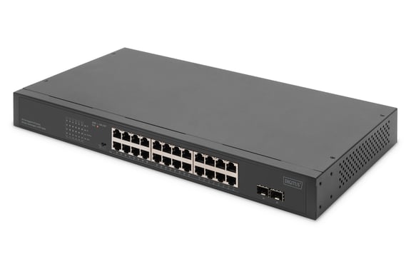 Digitus Conmutador de red Gigabit de 24 puertos, 19 pulgadas, 2 puertos Uplink, SFP