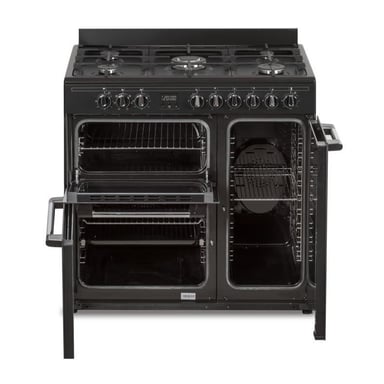 Cuisiniere piano gaz 3 fours électriques CONTINENTAL EDISON CECP903FB - 5 feux - Noir - Largeur 90