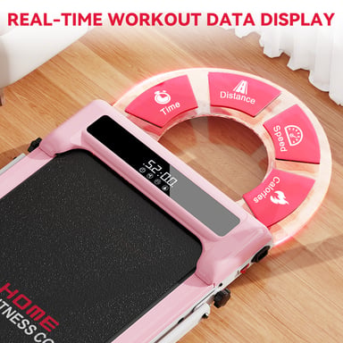 Tapis roulant Z3fs con motore brushless, velocità 1-6 km/h, inclinazione manuale del 5%, rosa, rattantree