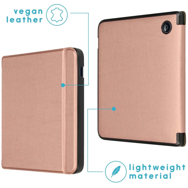 imoshion Étui de liseuse portefeuille Slim Hard pour Kobo Libra 2 / Tolino Vision 6 - Rose Doré - Neuf
