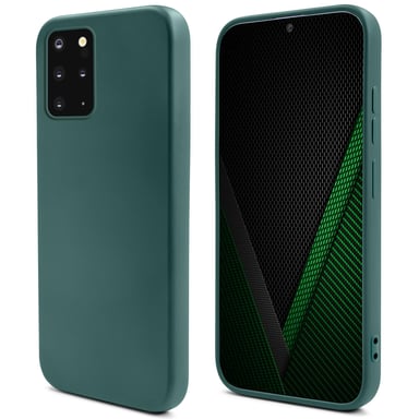 Moozy Lifestyle. Coque en silicone pour Samsung S20 Plus, vert foncé – Coque légère en silicone liquide avec finition mate et doublure en microfibre douce, coque en silicone de qualité supérieure