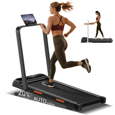 Tapis Roulant per Camminare e Correre ROBORE X8F, Inclinazione Automatica Elettrica 0-20%, Motore Brushless Silenzioso <45dB, Velocità 1-12 km/h, Telecomando, Schermo LED, Pieghevole Salvaspazio, per Casa e Ufficio