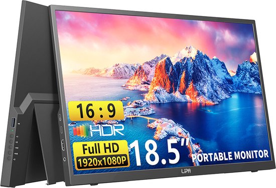 Moniteur portable Lipa HDR 80 Full HD 18 5 pouces Écran portable Écran d'ordinateur Écran 100 Hz HDMI 2x USB C Neuf