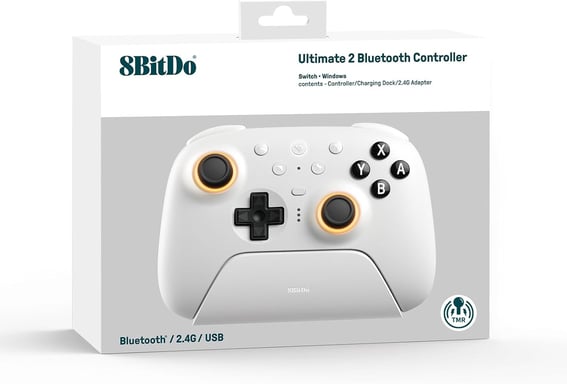 8BitDo Ultimate 2 Bluetooth - Switch 1 & 2 / PC Windows - White Edition