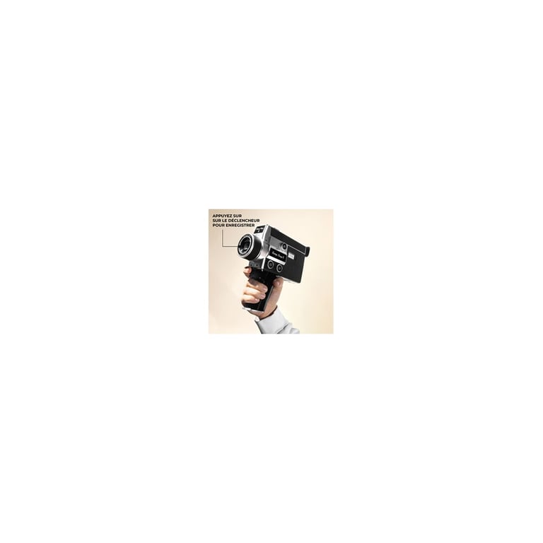 Caméscope numérique sans écran Camp Snap CS-8 inspiré Super 8 2.7K Noir 8x zoom, micro SD jusqu'à 128 Go, entrée audio 3,5 mm - Neuf
