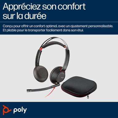 POLY Blackwire 5220 cuffie stereo USB-C + connessione da 3,5 mm + adattatore USB-C/A