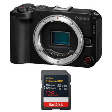 Appareil photo hybride Canon EOS R50 V + 1 SanDisk 128GB Extreme PRO UHS-II + Ebook ''20 astuces pour des images qui claquent''