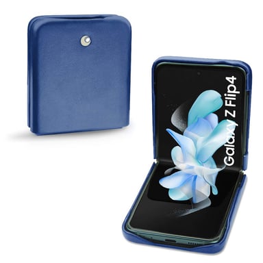 Coque cuir Samsung Galaxy Z Flip4 - Seconde peau - Bleu - Cuir lisse