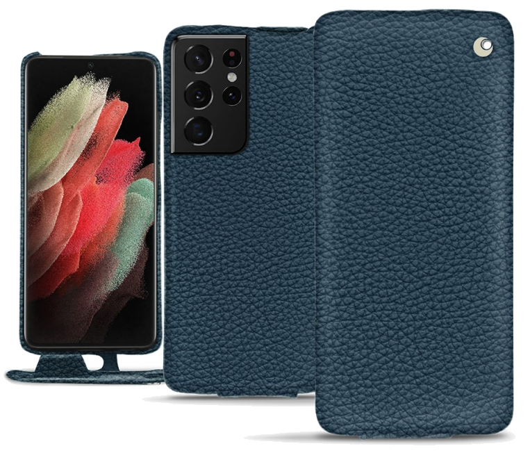 Housse cuir Samsung Galaxy S21 Ultra - Rabat verticalBleu
