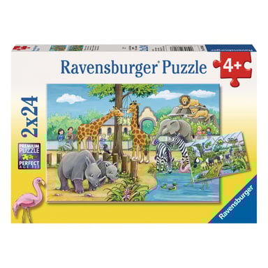 Puzzle 2X24 piezas - Sumérgete en el mundo del Zoo con tus héroes favoritos
