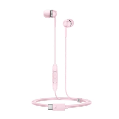 Auriculares intraaurales Sennheiser CX 80U Rosa con micrófono en línea y control remoto cableado de 3,5 mm, cable de 1,2 m