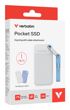 Verbatim Pocket SSD 1 To USB Type-C 3.2 Gen 2 (3.1 Gen 2) Bleu, Blanc