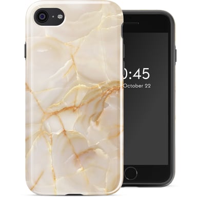 Selencia Coque arrière Vivid pour Apple iPhone SE (2022 / 2020) / 8 / 7 - Golden Beige Marble