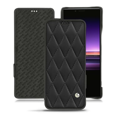 Housse cuir Sony Xperia 1 -  - Noir - Cuir lisse couture